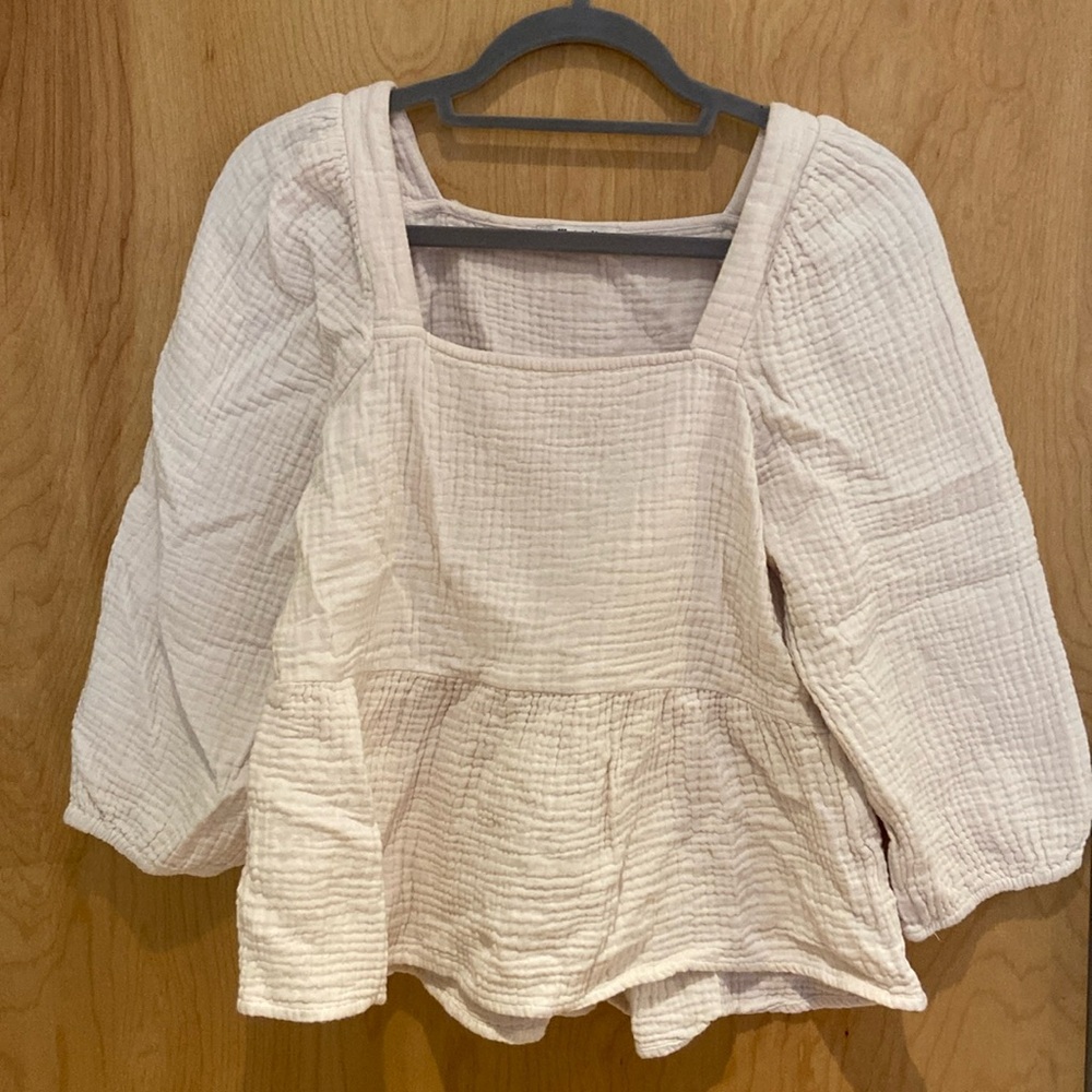 Madewell flowy white peplum top (fall and spring)